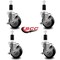 Service Caster 4'' Black Poly Swivel 1-3/8'' Expanding Stem Caster Set with Brake, 4PK SCC-EX20S414-PPUB-BLK-TLB-138-4 - alternate 3